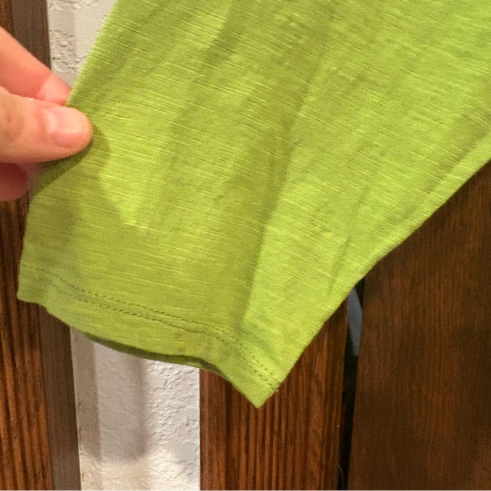 Westbound $38 Lime Green Slub 100% Cotton Pocket Tee 3/4 Sleeve Large P2P 21-22” - Picture 8 of 9